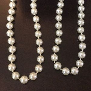 Two Simple Faux Pearl Necklaces.